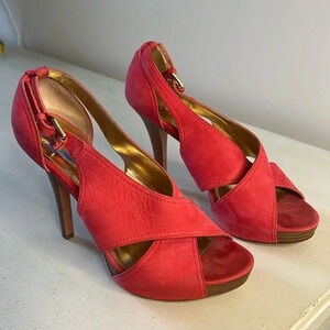 Coach Adelle Nubuck Suede Leather Y2K Heels Blossom Pink 4.5" Heel Women’s 8